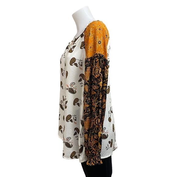 Jane + Delancey Peasant Paisley longsleeve blouse size medium New! - Picture 3 of 11